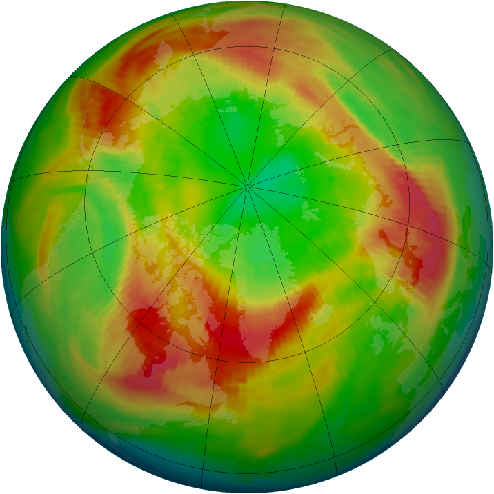 Arctic ozone map for 03 March 1990